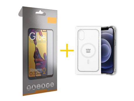 Pack 1 Película Full + Funda SKYHE por Apple iPhone XS Max Compatible con Magsafe Magnético Incoloro Clear