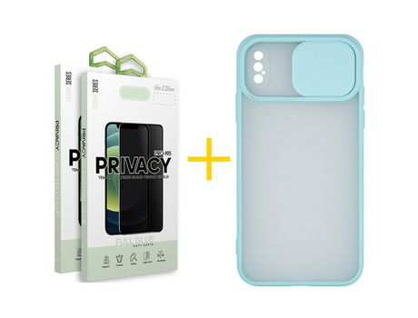 Pack 2 Películas Antiespía + Funda SKYHE por Apple iPhone XS Max Gel Protteción Cámara Rosa