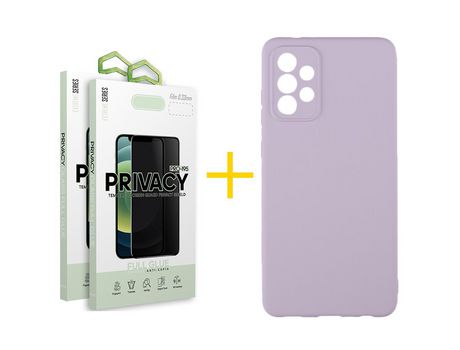 Pack 2 Películas Antiespía + Funda SKYHE por Samsung Galaxy A53 5G Silicona Líquida Morado