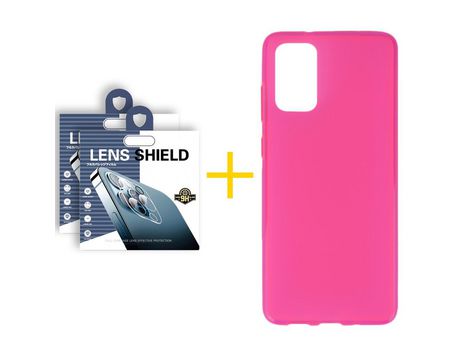 Pack 2 Películas de Cámara Trasera + Funda SKYHE por Samsung Galaxy S20 FE 5G Silicona Liso Rosa
