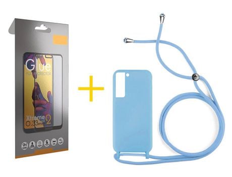 Pack 1 Película Full + Funda SKYHE para Samsung Galaxy S21 FE 5G Gel con Cordón Agua Verde