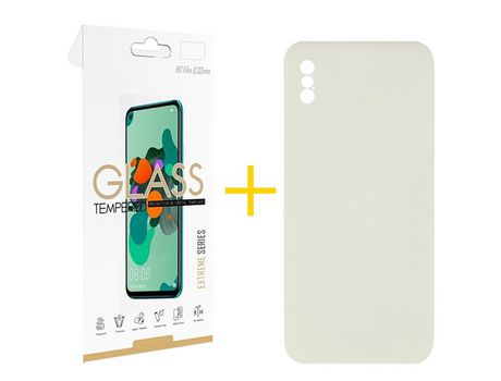 Pack 1 Película 2.5D + Funda SKYHE por Apple iPhone XS Max Silicona Líquida Arena