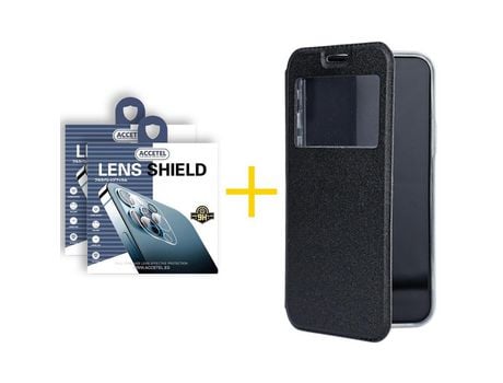 Pack 2 X Protector de Cámara Trasera + Funda ACCETEL para Samsung Galaxy S20 FE 5G Flip Cover Gandy Negro