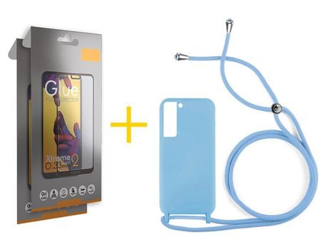 Pack 2 Películas Full + Funda SKYHE para Samsung Galaxy S21 FE 5G Gel con Cordón Agua Verde