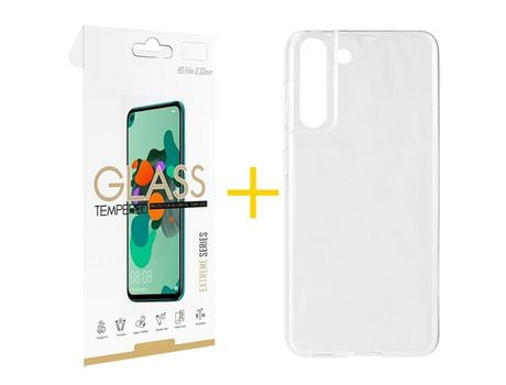 Pack 1 Película 2.5D + Funda SKYHE por Samsung Galaxy S21 FE 5G Silicona Liso Incoloro Escarchado