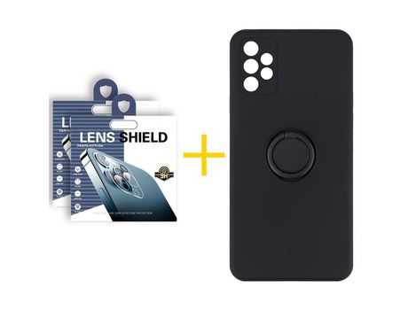 Pack 2 Películas de Cámara trasera + Funda SKYHE por Samsung Galaxy A52 S 5G Gel O-Ring Negro