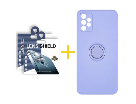 Pack 2 Películas de Cámara trasera + Funda SKYHE por Samsung Galaxy A52 S 5G Gel O-Ring Morado