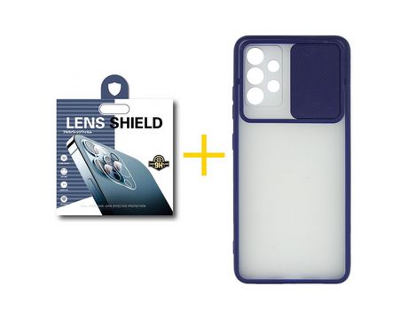 Pack 1 Película de Cámara trasera + Funda SKYHE por Samsung Galaxy A72 5G Gel Protteción Cámara Azul Oscuro