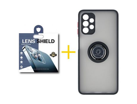 Pack 1 Película de Cámara trasera + Funda SKYHE por Samsung Galaxy A52 S 5G Gel Bumper con Anillo Negro