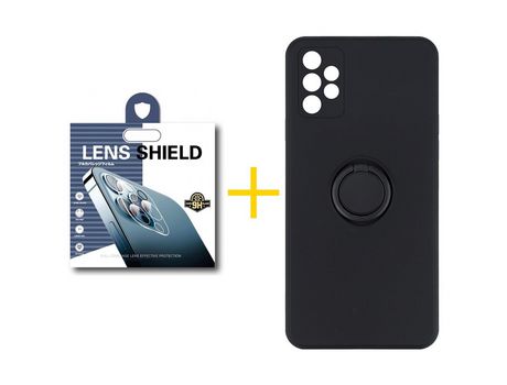 Pack 1 Película de Cámara trasera + Funda SKYHE por Samsung Galaxy A32 5G Gel O-Ring Negro