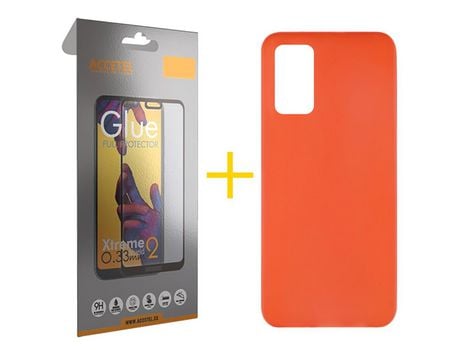 Pack 1 X Protector de Vidrio Templado Full + Funda ACCETEL para Samsung Galaxy S20 FE 5G Silicona Liso Rojo