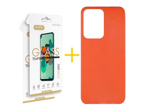Pack 2 X Protector de Vidrio Templado 2.5D + Funda ACCETEL para Samsung Galaxy S20 Ultra 5G Silicona Liso Rojo