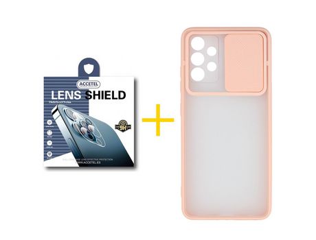 Pack 1 X Protector de Cámara trasera + Funda ACCETEL para Samsung Galaxy A72 5G Gel Protección Cámara Rosa