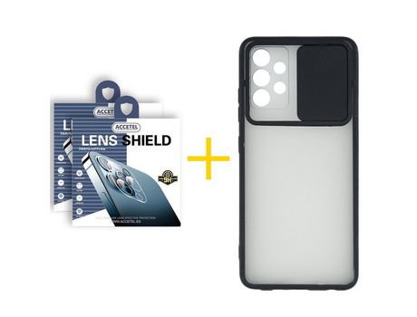 Pack 2 X Protector de Cámara trasera + Funda ACCETEL para Samsung Galaxy A72 5G Gel Protección Cámara Negro