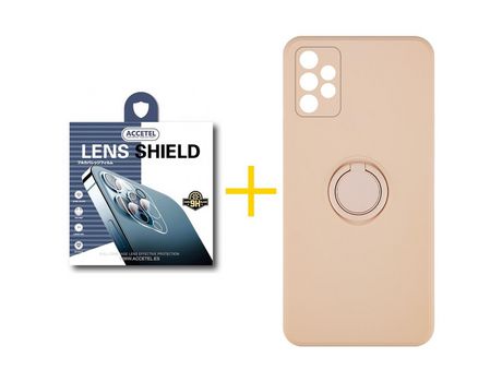 Pack 1 X Protector de Cámara trasera + Funda ACCETEL para Samsung Galaxy A72 5G Gel O-Ring Rosa Pastel