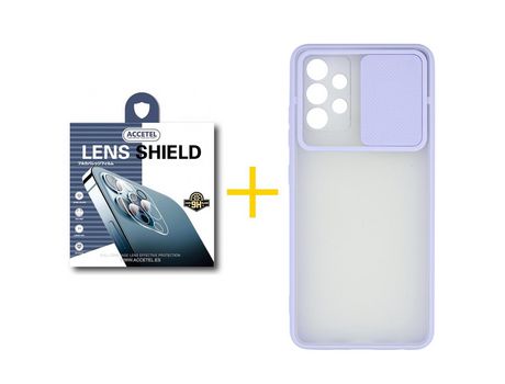 Pack 1 X Protector de Cámara trasera + Funda ACCETEL para Samsung Galaxy A72 5G Gel Protección Cámara Violeta