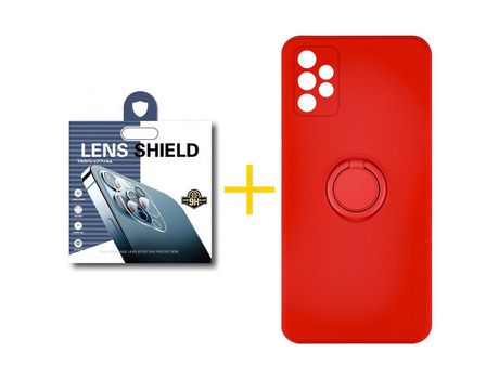 Pack 1 Película de Cámara trasera + Funda SKYHE por Samsung Galaxy A52 S 5G Gel O-Ring Rojo