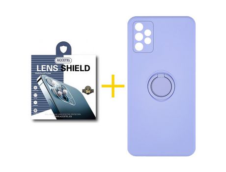 Pack 1 X Protector de Cámara trasera + Funda ACCETEL para Samsung Galaxy A52 S 5G Gel O-Ring Morado