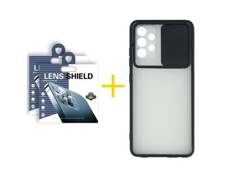 Pack 2 Películas de Cámara trasera + Funda SKYHE por Samsung Galaxy A52 S 5G Gel Protteción Cámara Negro