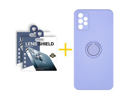 Pack 2 X Protector de Cámara trasera + Funda ACCETEL para Samsung Galaxy A52 S 5G Gel O-Ring Morado