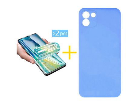 Pack 2 Películas + Funda SKYHE por Samsung Galaxy A03 Silicona Líquida Azul Bebe