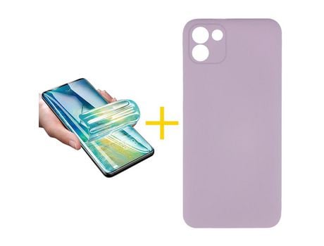 Pack 1 Película + Funda SKYHE por Samsung Galaxy A03 Silicona Líquida Lila