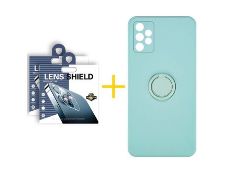 Pack 2 Películas de Cámara trasera + Funda SKYHE por Samsung Galaxy A52 S 5G Gel O-Ring Verde-Auga