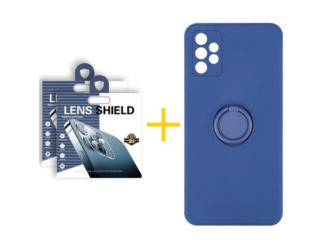 Pack 2 Películas de Cámara trasera + Funda SKYHE por Samsung Galaxy A52 S 5G Gel O-Ring Azul
