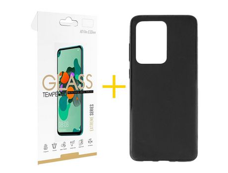 Pack 1 Película 2.5D + Funda SKYHE por Samsung Galaxy S20 Ultra 5G Silicona Liso Negro