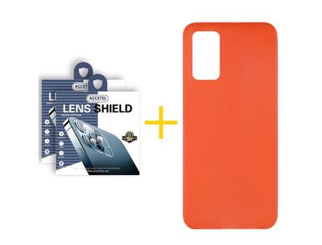 Pack 2 X Protector de Cámara Trasera + Funda ACCETEL para Samsung Galaxy S20 FE 5G Silicona Liso Rojo