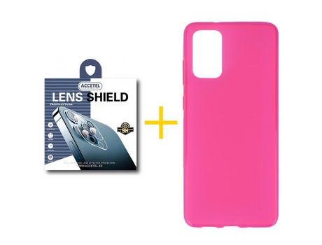 Pack 1 X Protector de Cámara Trasera + Funda ACCETEL para Samsung Galaxy S20 FE 5G Silicona Liso Rosa