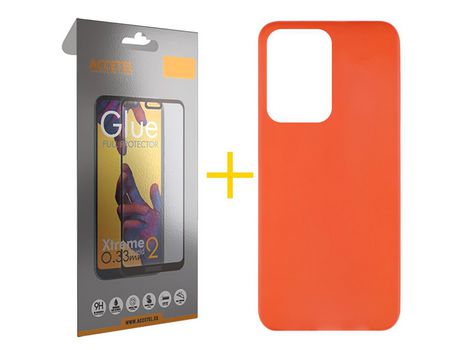 Pack 1 X Protector de Vidrio Templado Full + Funda ACCETEL para Samsung Galaxy S20 Ultra 5G Silicona Liso Rojo