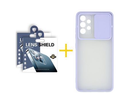 Pack 2 Películas de Cámara trasera + Funda SKYHE por Samsung Galaxy A52 S 5G Gel Protteción Cámara Violeta