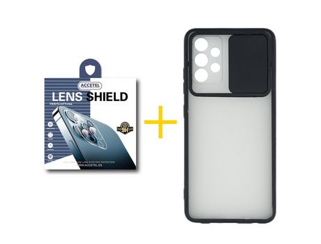 Pack 1 X Protector de Cámara trasera + Funda ACCETEL para Samsung Galaxy A72 5G Gel Protección Cámara Negro