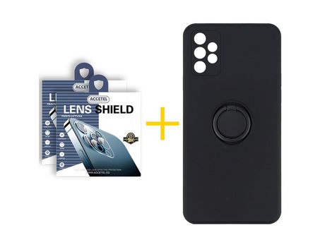 Pack 2 X Protector de Cámara trasera + Funda ACCETEL para Samsung Galaxy A52 S 5G Gel O-Ring Negro
