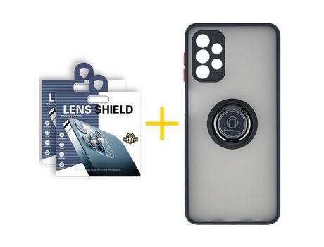 Pack 2 Películas de Cámara trasera + Funda SKYHE por Samsung Galaxy A52 S 5G Gel Bumper con Anillo Negro