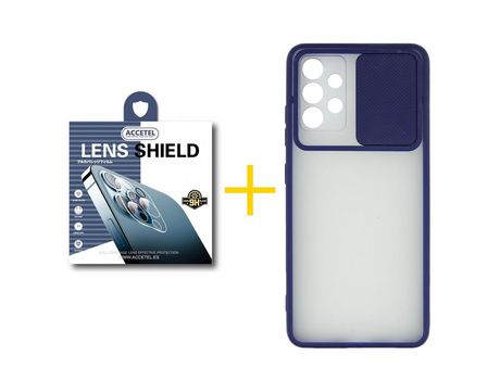 Pack 1 X Protector de Cámara trasera + Funda ACCETEL para Samsung Galaxy A52 5G Gel Protección Cámara Azul Oscuro