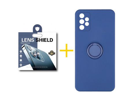 Pack 1 Película de Cámara trasera + Funda SKYHE por Samsung Galaxy A32 5G Gel O-Ring Azul