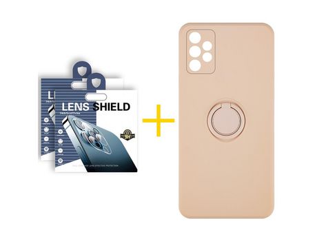 Pack 2 Películas de Cámara trasera + Funda SKYHE por Samsung Galaxy A52 S 5G Gel O-Ring Rosa Pastel
