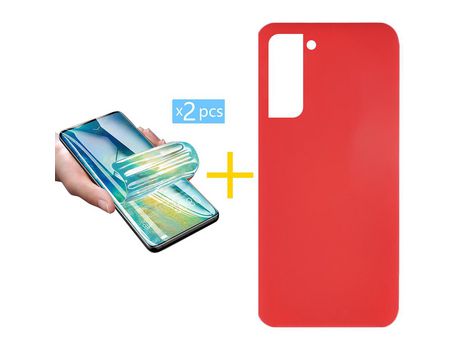 Carcasa + 2 Protectores de Pantalla para Samsung Galaxy S21 5G SKYHE Rojo