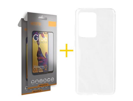 Pack 2 X Protector de Vidrio Templado Full + Funda ACCETEL para Samsung Galaxy S20 Ultra 5G Silicona Liso Rojo