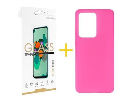 Pack 1 Película 2.5D + Funda SKYHE por Samsung Galaxy S20 Ultra 5G Silicona Liso Rosa
