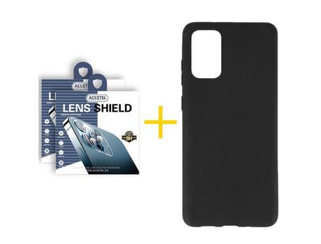 Pack 2 X Protector de Cámara Trasera + Funda ACCETEL para Samsung Galaxy S20 FE 5G Silicona Liso Negro