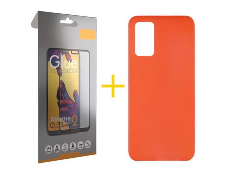 Pack 1 Película Full + Funda SKYHE por Samsung Galaxy S20 Plus 5G Silicona Liso Rojo