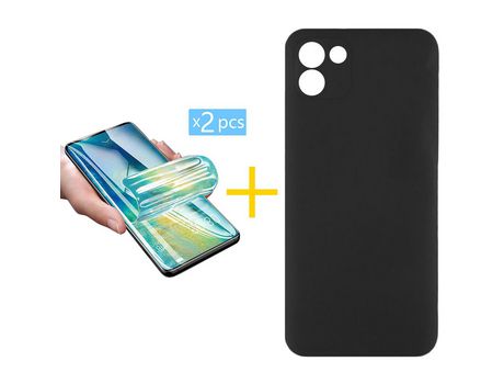 Pack 2 Películas + Funda SKYHE por Samsung Galaxy A03 Silicona Líquida Negro