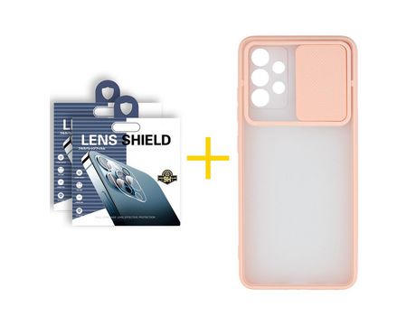 Pack 2 Películas de Cámara trasera + Funda SKYHE por Samsung Galaxy A52 S 5G Gel Protteción Cámara Rosa