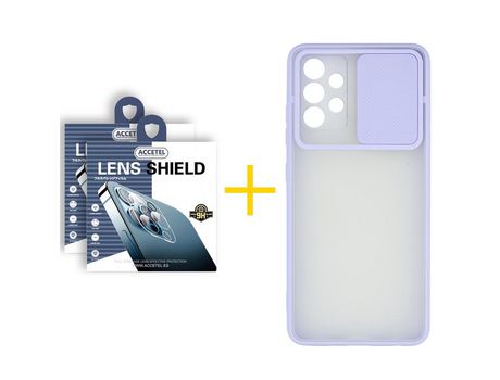 Pack 2 X Protector de Cámara trasera + Funda ACCETEL para Samsung Galaxy A52 5G Gel Protección Cámara Violeta