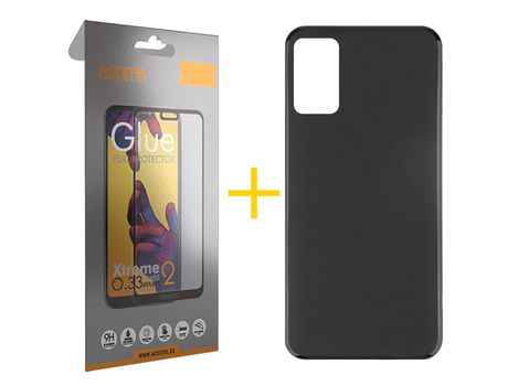 Pack 1 X Protector de Vidrio Templado Full + Funda ACCETEL para Samsung Galaxy M52 5G Silicona Liso Negro