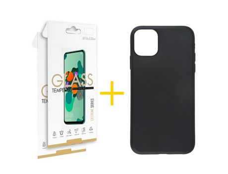 Pack 2 Películas 2.5D + Funda SKYHE por Samsung Galaxy A03 Silicona Liso Negro