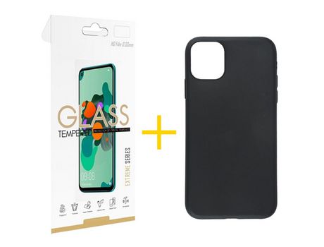 Pack 1 Película 2.5D + Funda SKYHE por Samsung Galaxy A03 Silicona Liso Negro